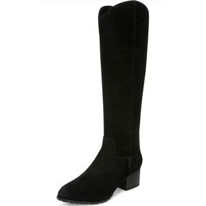 Vionic Bixby Womens 7.5 Wide Calf Black Suede High Shaft Knee High Heel Boot New